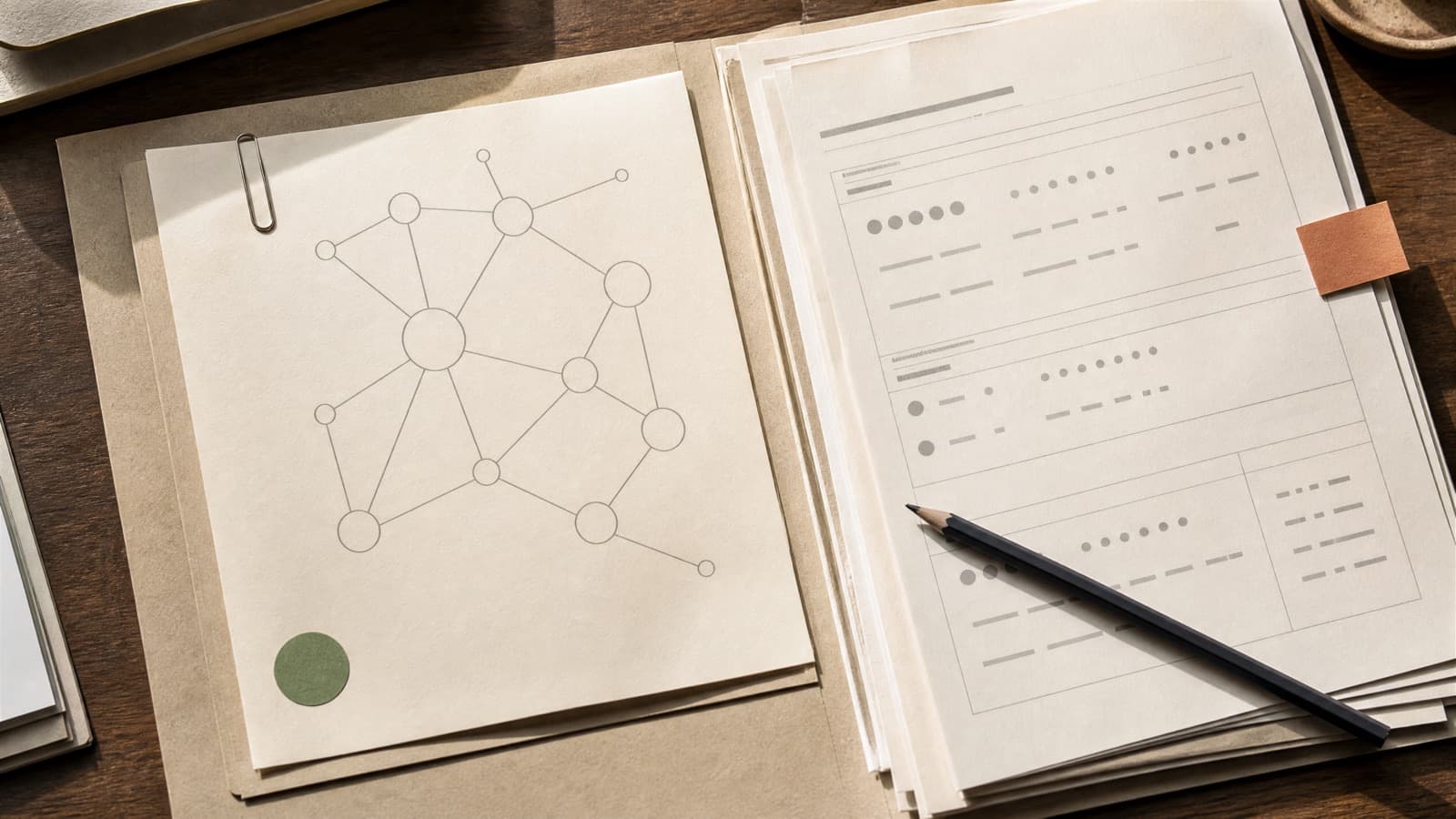 Pessoa escrevendo em um caderno em uma mesa de trabalho